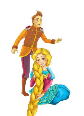 Çizgi film neşe dolu evli çift romantik sahne - çocuklar için çizim