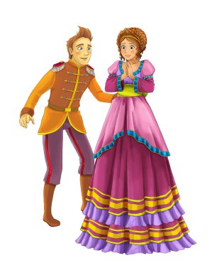 Çizgi film neşe dolu evli çift romantik sahne - çocuklar için çizim