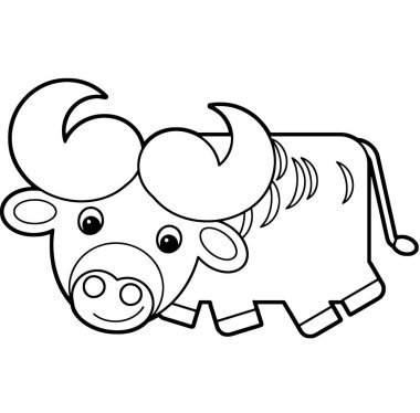 beyaz arkaplanda vektör öküz olan çizgi film sahnesi - çocuklar için illüstrasyon