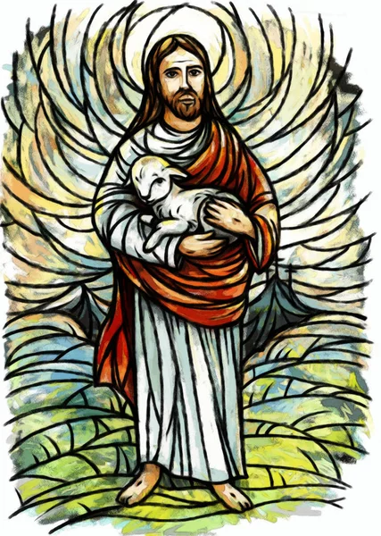 Calm Jesus Messiah Resurrection Nature Background Illustration Children — Stock Photo, Image