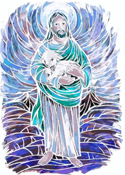 Calm Jesus Messiah Resurrection Nature Background Illustration Children — Stock Photo, Image
