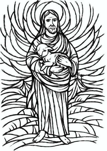 Спокойный Иисус Мессия Воскресение Природой Фон Иллюстрация Детей — стоковое фото