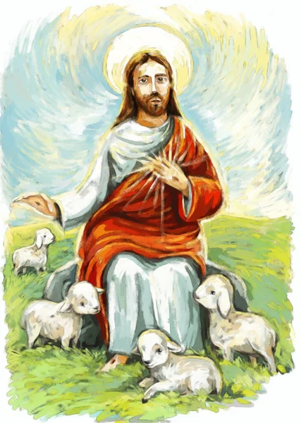 Calm Jesus Messiah Resurrection Nature Background Illustration Children — Stock Photo, Image