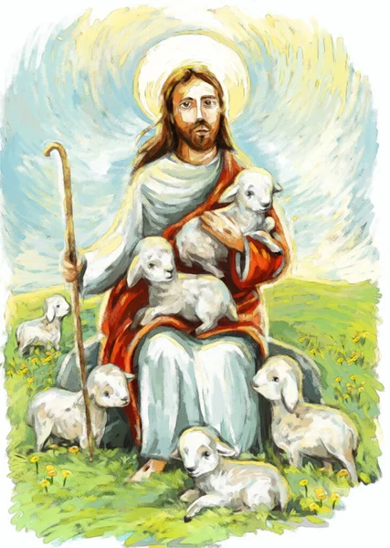 Kalme Jezus Messias Opstanding Met Natuur Achtergrond Illustratie Voor Kinderen — Stockfoto