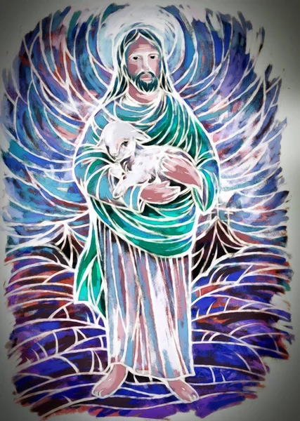 Спокойный Иисус Мессия Воскресение Природой Фон Иллюстрация Детей — стоковое фото