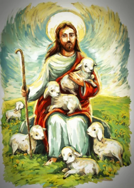 Kalme Jezus Messias Opstanding Met Natuur Achtergrond Illustratie Voor Kinderen — Stockfoto