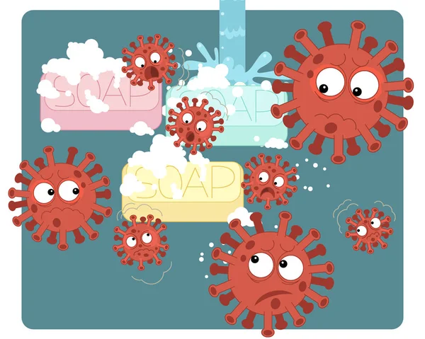 Cartoon Scene Corona Virus Prevention Illustration Children — Stock Photo, Image