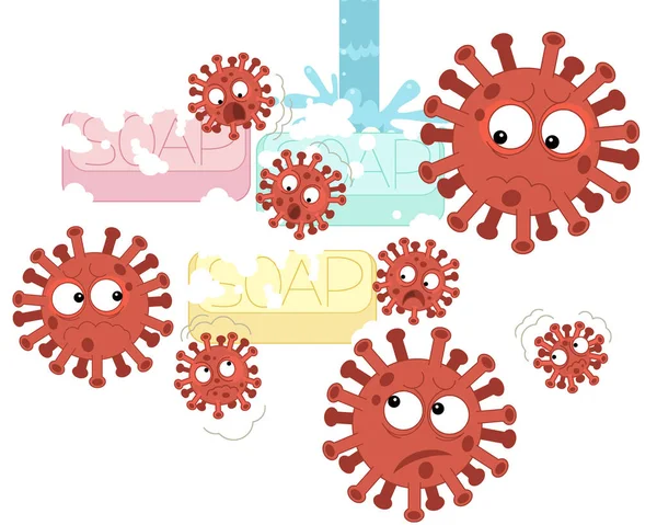 Tecknad Scen Med Koronavirus Och Förebyggande Illustration För Barn — Stockfoto