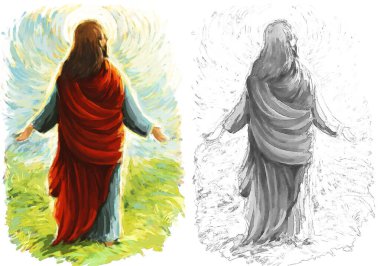 İsa Mesih 'in sakinliği ve yeniden dirilişi. Çocuklar için bir örnek.