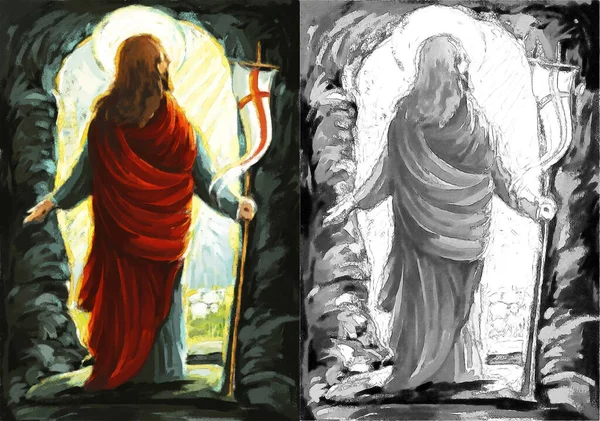 Calma Mesías Jesús Resurrección Con Antecedentes Naturaleza Ilustración Para Los —  Fotos de Stock