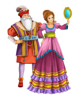 Çizgi film neşe dolu evli çift romantik sahne - çocuklar için çizim