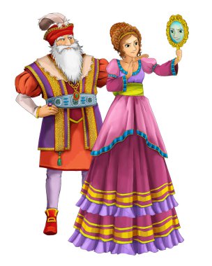 Çizgi film neşe dolu evli çift romantik sahne - çocuklar için çizim