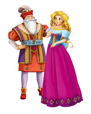 Çizgi film neşe dolu evli çift romantik sahne - çocuklar için çizim