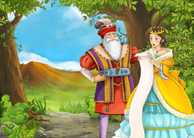 Çayır Vadisi 'nin olduğu karikatür yaz sahnesi - olay yerinde kimse yok- çocuklar için resimleme