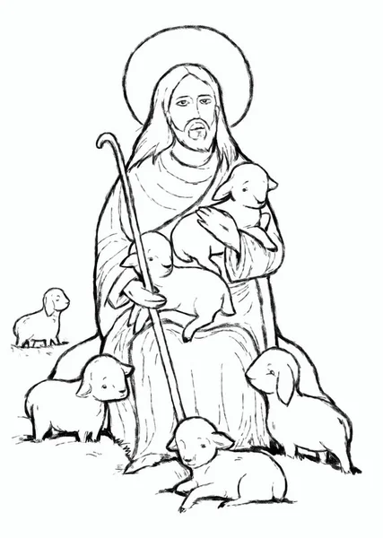 Calm Jesus Lamb Background Illustration Children — Stock Photo, Image