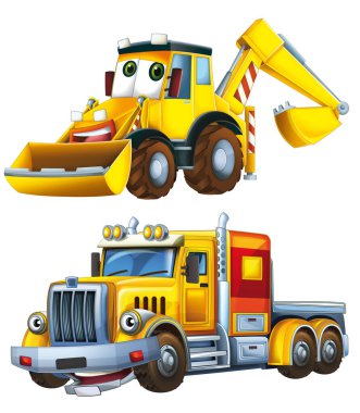 Çizgi film kazıcısı ve diğer endüstriyel arabalar - çocuklar için çizimler