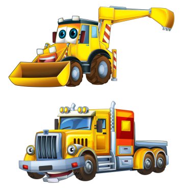 Çizgi film kazıcısı ve diğer endüstriyel arabalar - çocuklar için çizimler