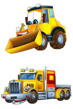 Çizgi film kazıcısı ve diğer endüstriyel arabalar - çocuklar için çizimler