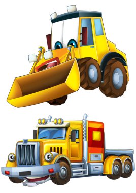 Çizgi film kazıcısı ve diğer endüstriyel arabalar - çocuklar için çizimler