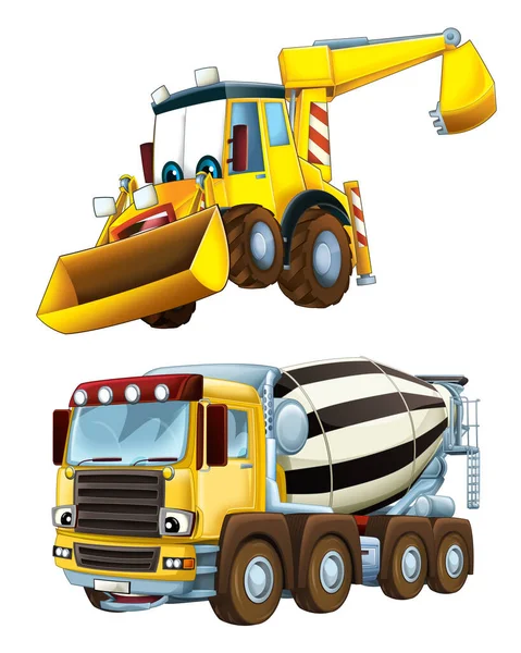 Cartoon Graafmachine Andere Industriële Auto Illustratie Voor Kinderen — Stockfoto