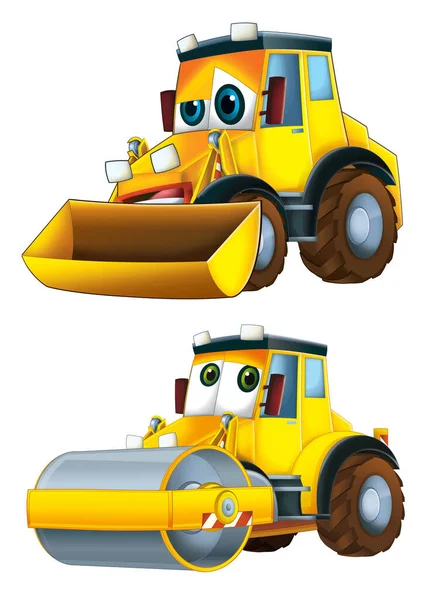 Escavadora Desenhos Animados Outro Carro Industrial Ilustração Para Crianças — Fotografia de Stock