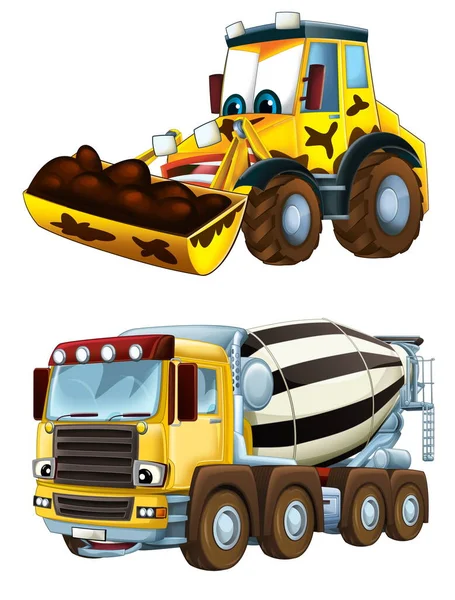 Escavadora Desenhos Animados Outro Carro Industrial Ilustração Para Crianças — Fotografia de Stock