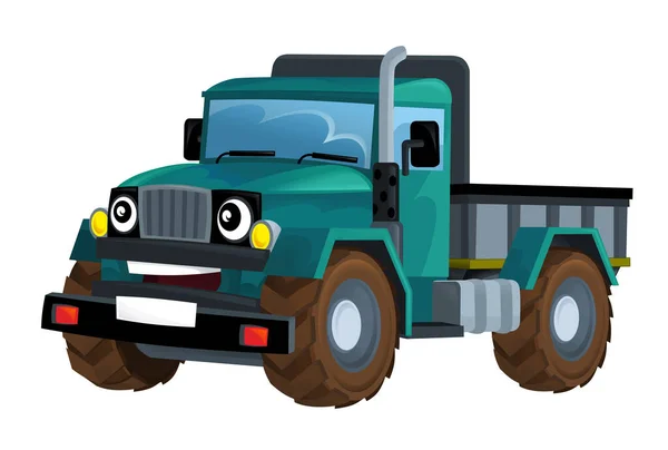 Cartoon Scene Truck Car White Background Illustration Children — Stock Photo, Image