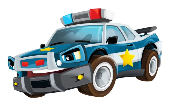Karikatura Usmívající Policejní Auto Bílém Pozadí Ilustrace Pro Děti — Stock fotografie