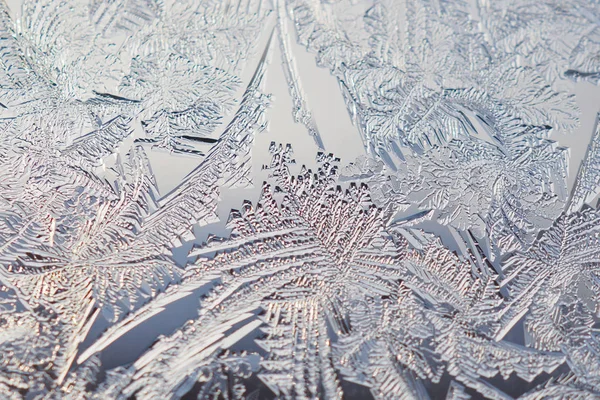 Patrón Hielo Cristal Ventana Invierno Espectacular Cristales Agua Congelada Parece — Foto de Stock