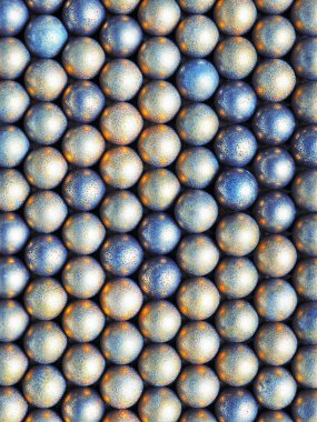 Açık sarı ve mavi renkli bir çok topun yüzeyi. Soyut parlak şenlik arkaplanı veya duvar kağıdı. Yukarıdan bak. Dikey çekim. Makro