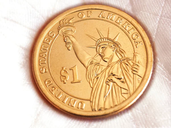 Uns Münze Liegt Auf Der Handfläche Amerikanisches Politisches System Präsidentschaftswahlen — Stockfoto