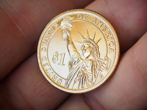 Moneda Americana Yace Palma Dólar Primer Plano Noticias Sobre Moneda — Foto de Stock