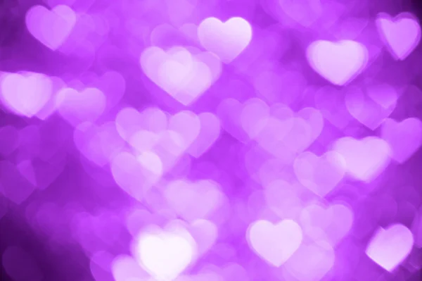 Purple heart bokeh background photo, abstract holiday backdrop — Stock Photo, Image
