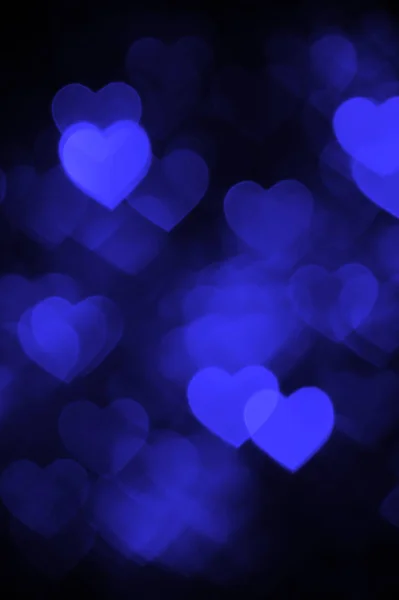 Corazón azul oscuro bokeh foto de fondo, fondo abstracto de vacaciones —  Fotos de Stock