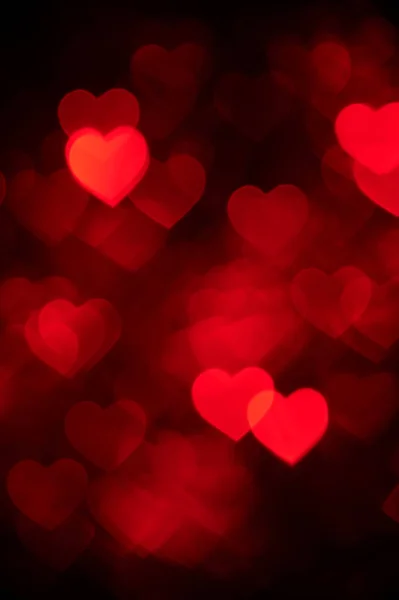Red heart bokeh background photo, abstract holiday backdrop — Stock Photo, Image