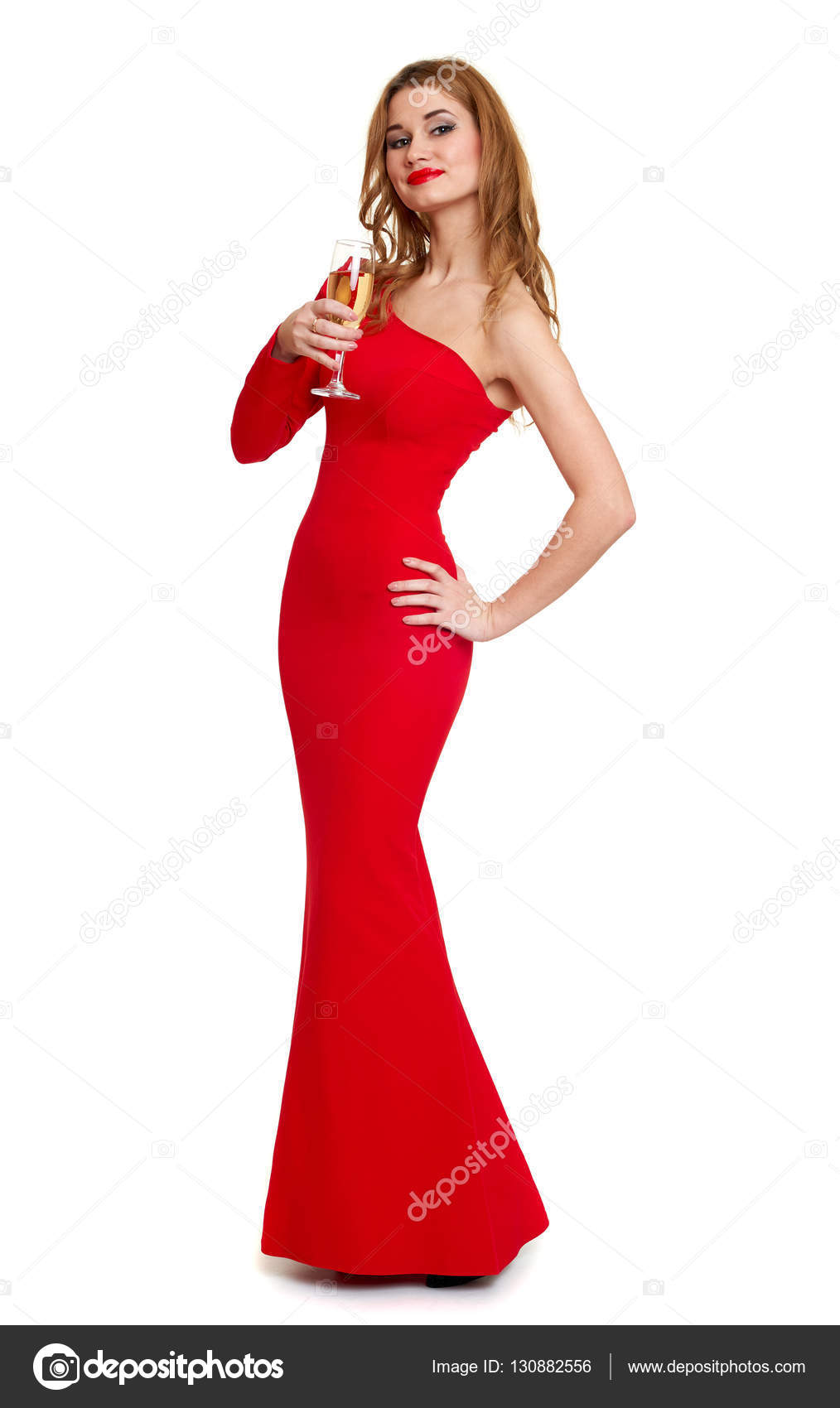 champagne red dress