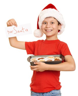 Noel Baba, kış tatil Noel kavramı için çerezleri çocukla