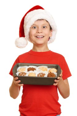 Noel Baba, kış tatil Noel kavramı için çerezleri çocukla