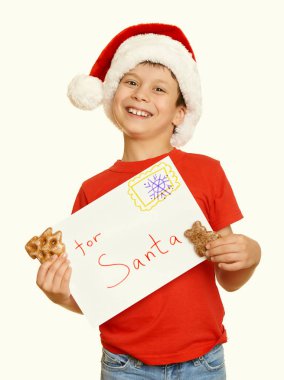 Noel Baba, kış tatil Noel kavramı, sarı için çerezleri çocukla tonda