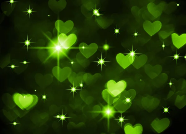 Herz Hintergrund boke Foto, dunkelgrüne Farbe. Abstrakter Urlaub, Feier und Valentin-Kulisse. — Stockfoto