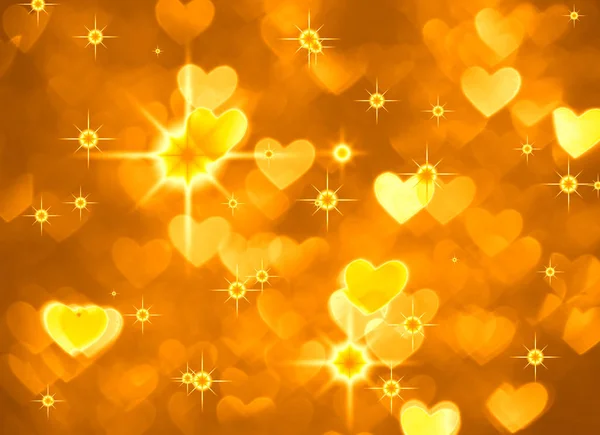 Fondo corazón boke foto, color amarillo brillante. Fiesta abstracta, celebración y telón de fondo de San Valentín . — Foto de Stock
