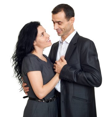 aşk, romantik insanlar beyaz arka plan üzerinde izole mutlu çift