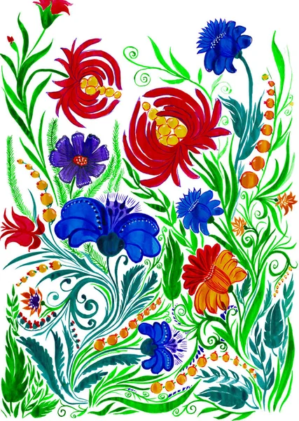 Αφηρημένη λουλούδι φόντο, Ακουαρέλα σχέδιο σε χαρτί — Φωτογραφία Αρχείου
