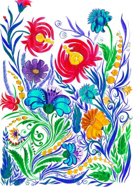 Soyut çiçek arka plan, kağıt üzerine çizim suluboya