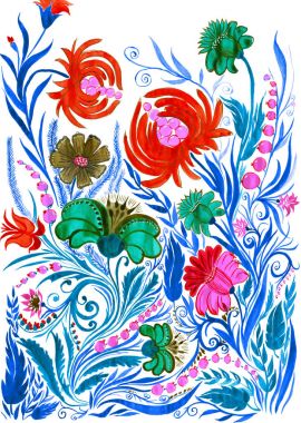 Soyut çiçek arka plan, kağıt üzerine çizim suluboya