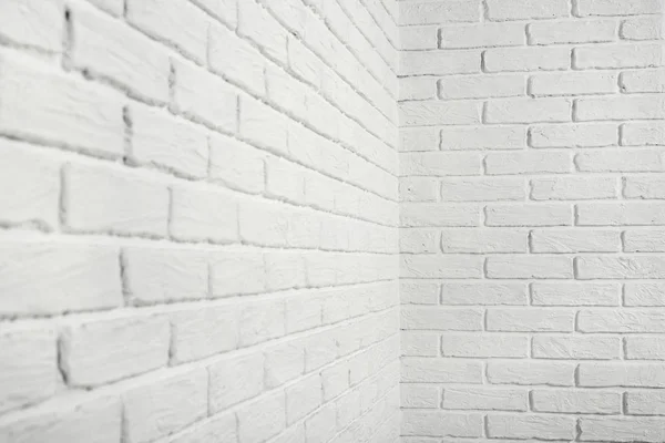 White brick wall with corner, abstract background photo — Stock Photo, Image