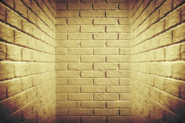 Mur de briques blanches, ton jaune, photo de fond abstraite — Photo
