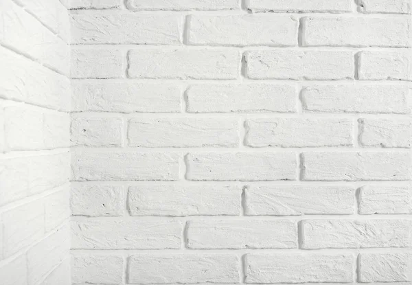 White brick wall with corner, abstract background photo — Stock Photo, Image