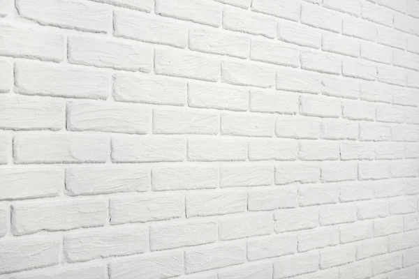 White brick wall, angle view, abstract background photo — Stock Photo, Image