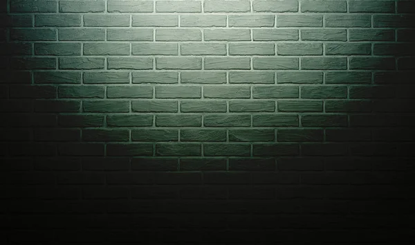 Mur de briques vertes avec effet de lumière et ombre, photo de fond abstraite — Photo
